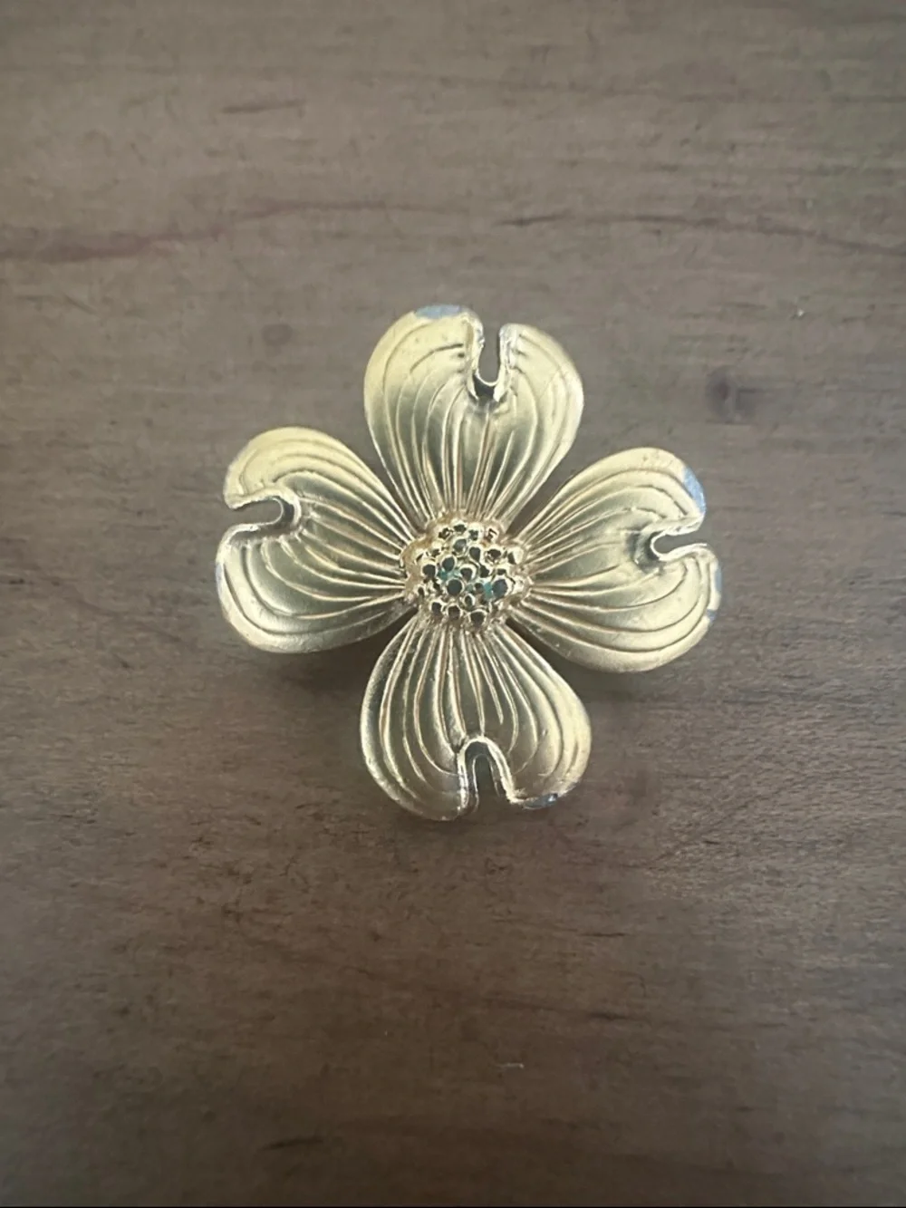 Vintage 1960’s Gold Tone Dogwood Blossom Brooch Pin